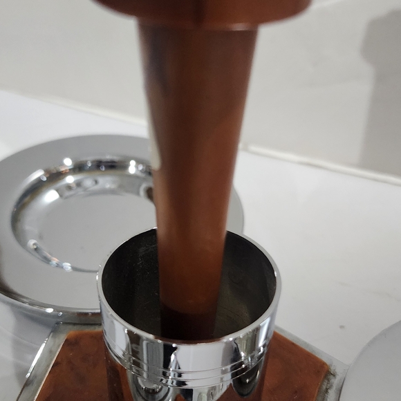 Vintage Bakelite Glo-hill Silver and Brown Colored, Chrome Condiments Serving - Picture 3 of 4